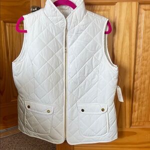 White Quilted Vest with Pockets